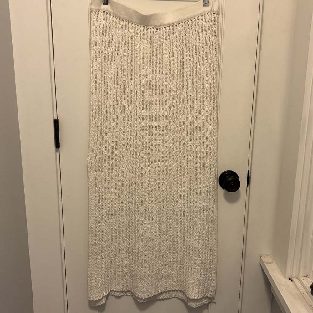 Free People Beach Cream Open Knit Maxi / Midi Skirt Column Silhouette Large